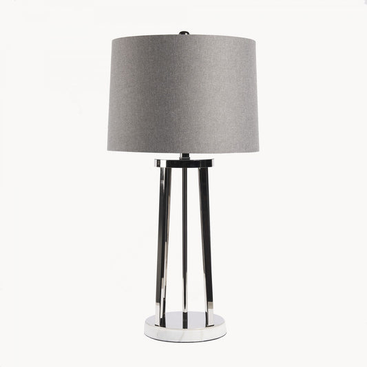 Nickel Plated Lamp with Grey Shade - The Tulip Tree Chiddingstone