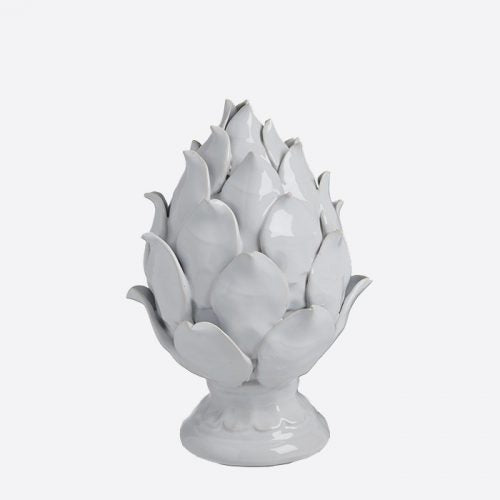 White Ceramic Artichoke Decor - Elegant Home Accent for Shelf or Mantel Decor. Captures the Beauty of an Artichoke in Bright Glazed Finish