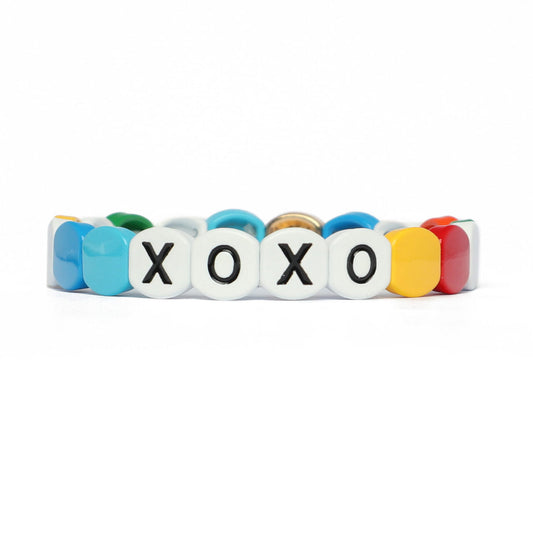 XOXO Rainbow Tile Bracelet