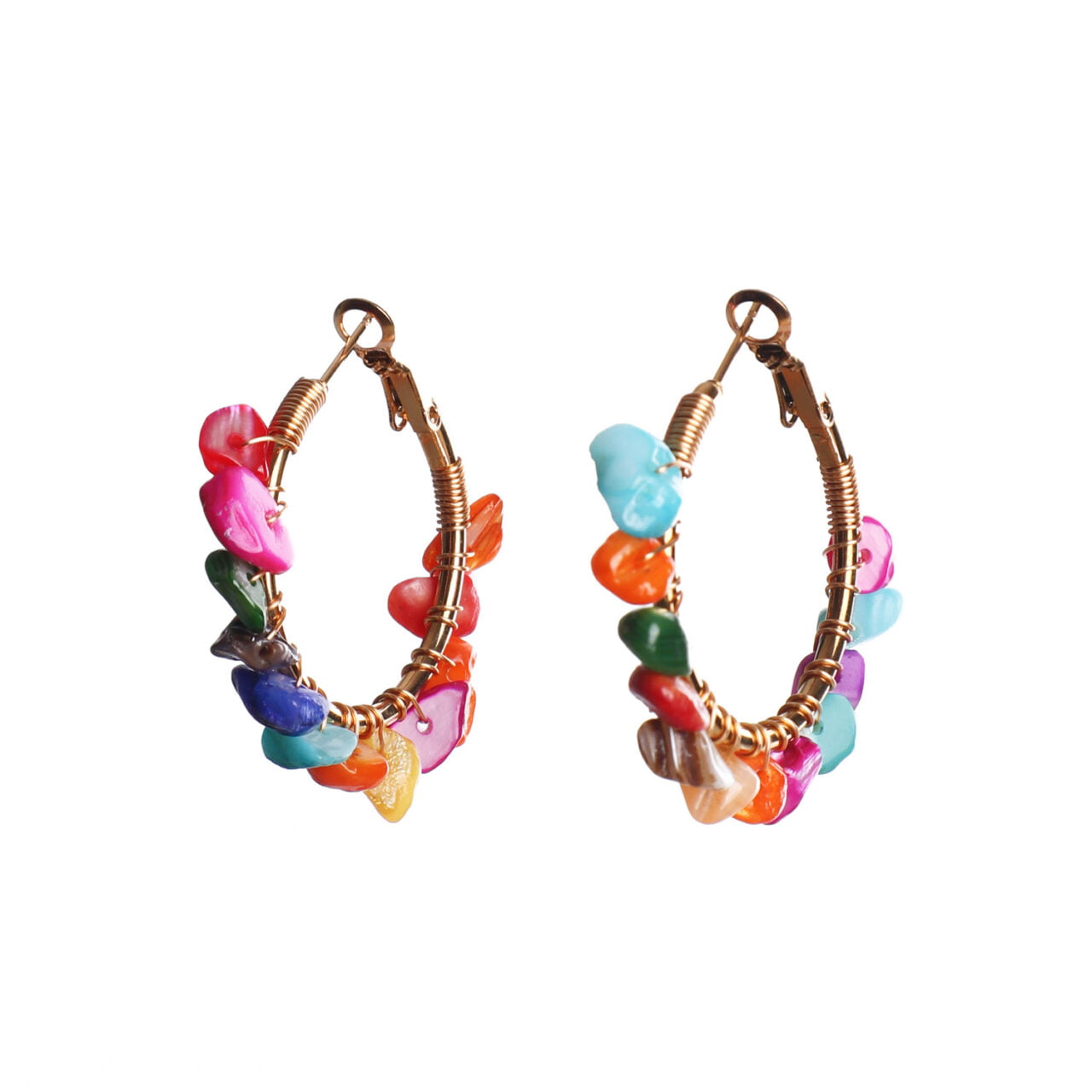 Fresh Water Shell Hoop Earrings Multicoloured