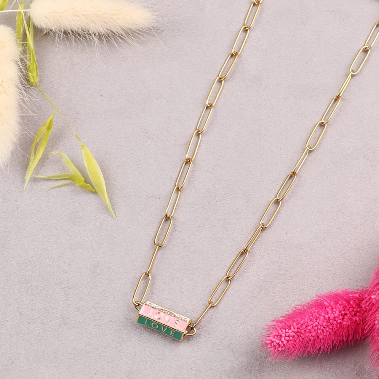 Love Circus Barrel Necklace Pink/Green