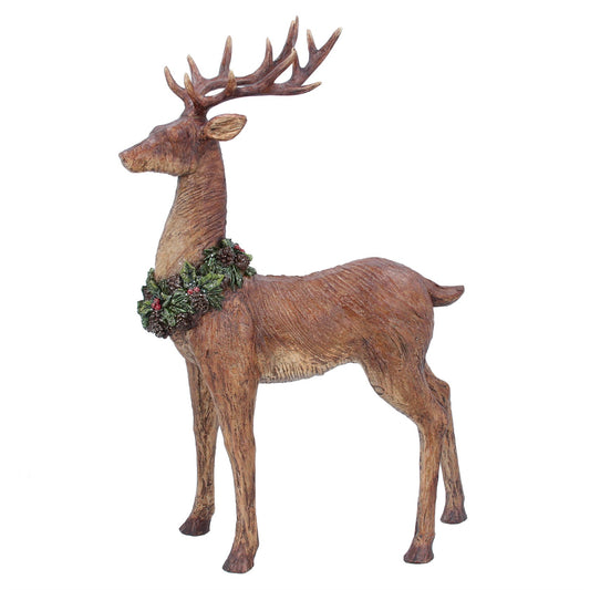 Resin Stag with Wreath Orn