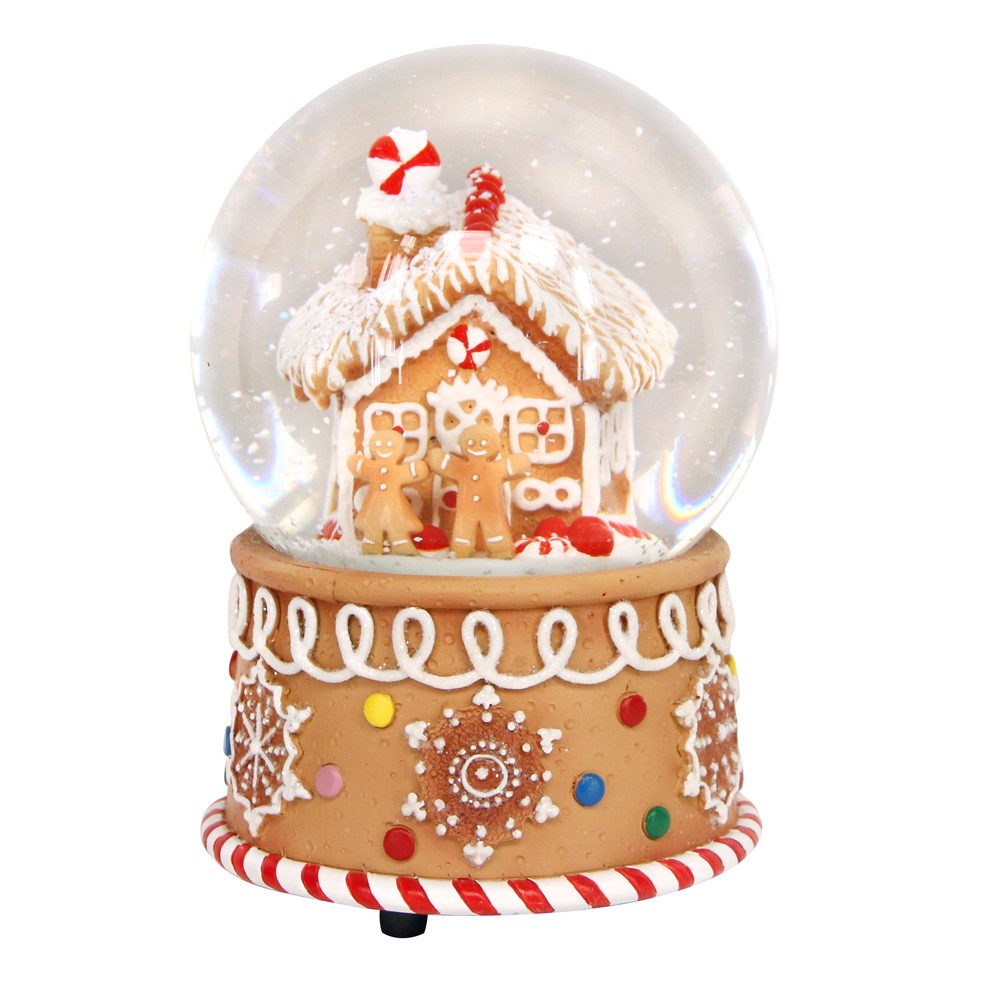 Gingerbread House Snow Globe with Music