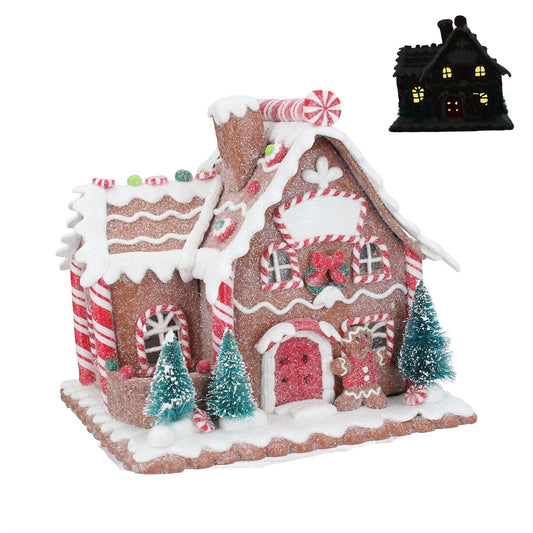 Gingerbread Cottage Claydough Ornament LED