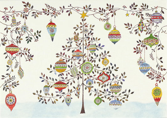 Watercolor Ornament Tree Deluxe Boxed Holiday Cards
