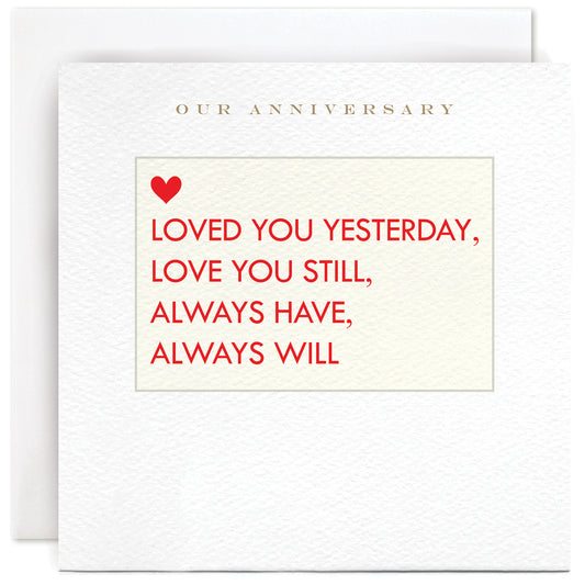 Loved You Yesterday Text Anniversary Card