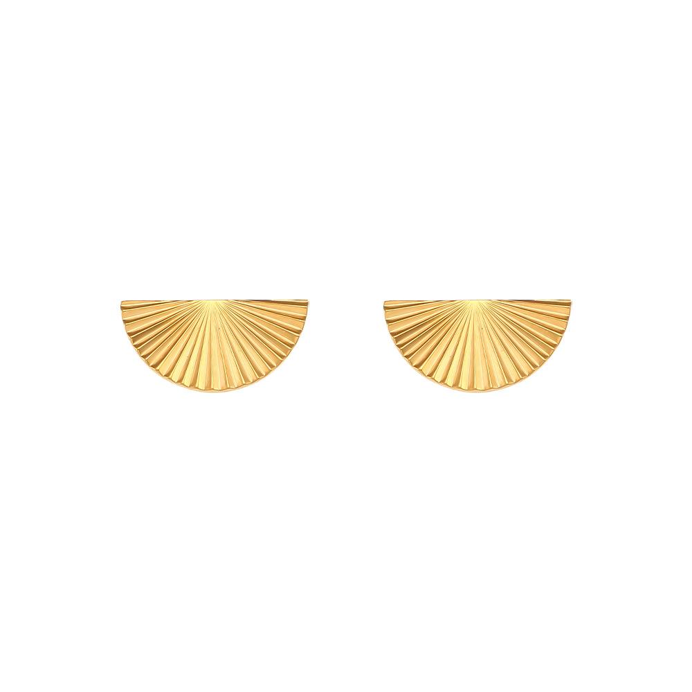 Etched fan earring in gold