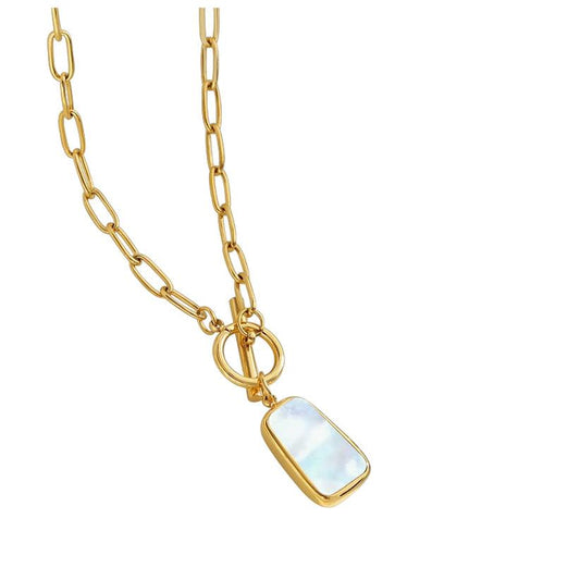 Mother of pearl pendant necklace in gold