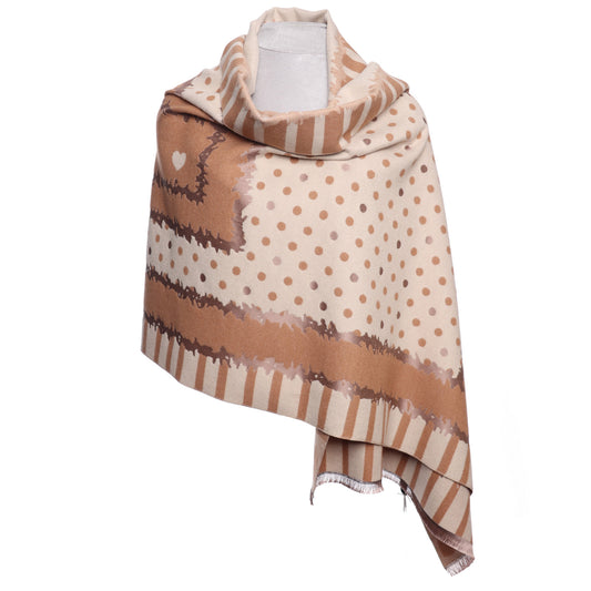 Spots and Hearts Taupe Wrap Scarf