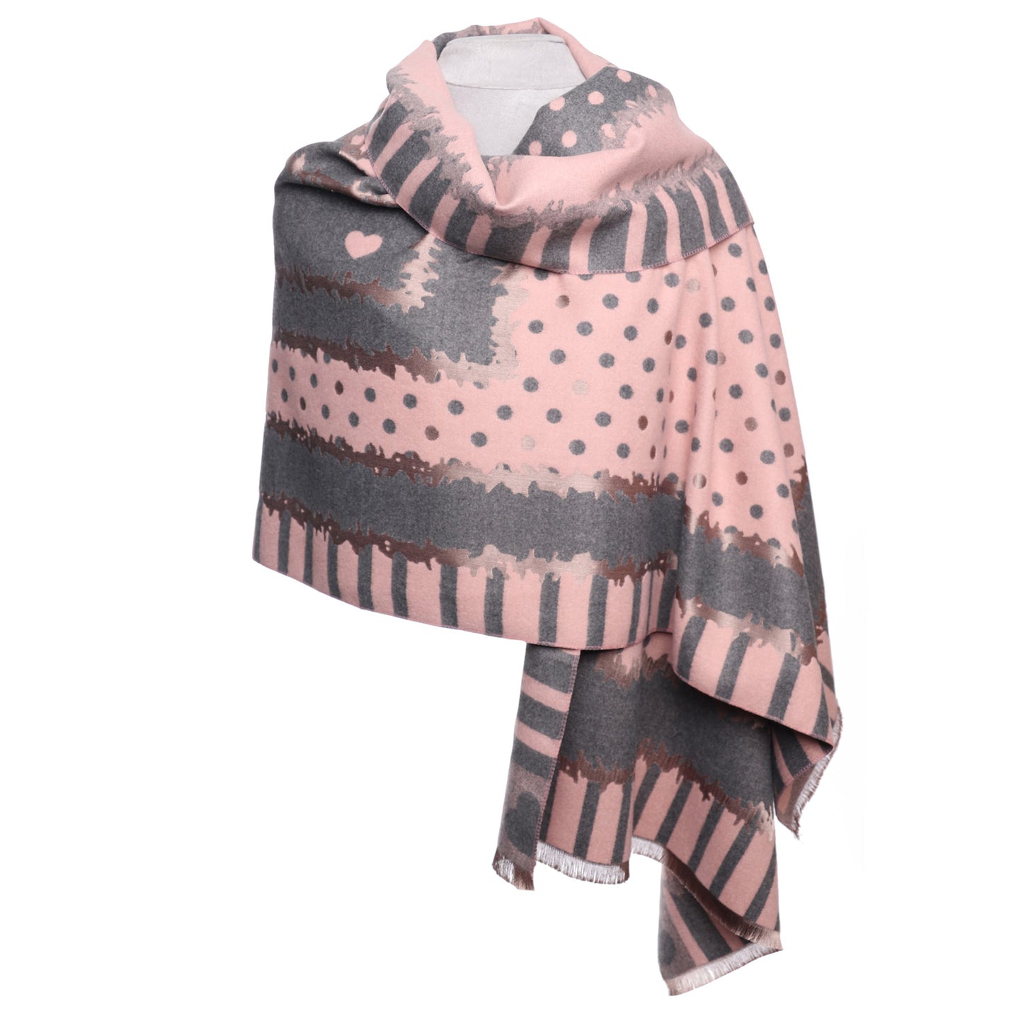 Spots and Hearts Pink Wrap Scarf