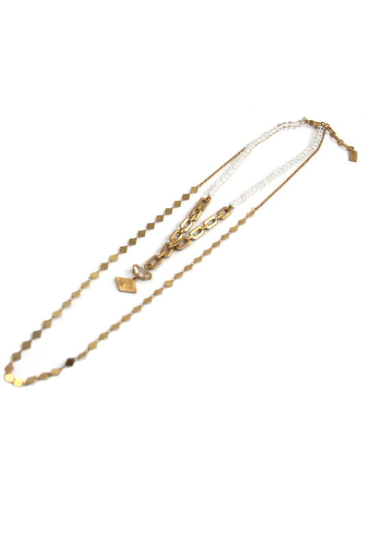 Layer Necklace with Crystal Stones and Pendant - The Tulip Tree Chiddingstone