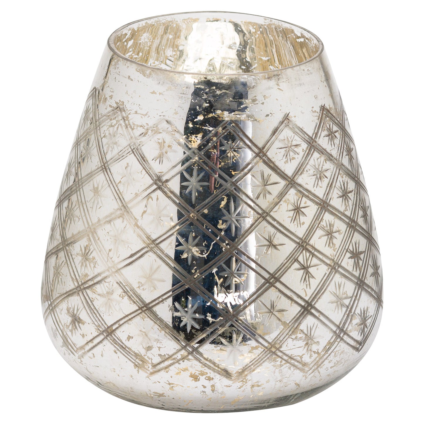 The Noel Collection Silver Foil Effect Candle Holder Large - The Tulip Tree Chiddingstone
