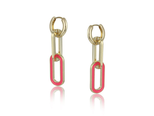 Daphne Paperclip Chain Earrings Pink