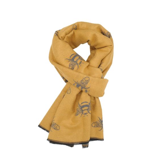 Terry Bees Scarf Mustard