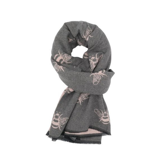 Terry Bees Scarf Grey