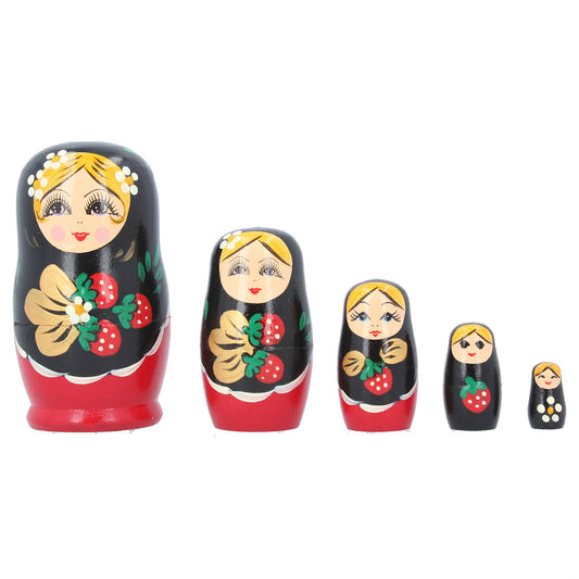 Set of 5 Wood Orn - Painted Matryoshka Doll