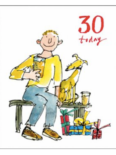 30 Quentin Blake 30 Today Birthday Card - The Tulip Tree Chiddingstone