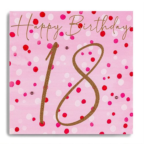 18 Birthday - Gold 18 On Pink Spots - The Tulip Tree Chiddingstone