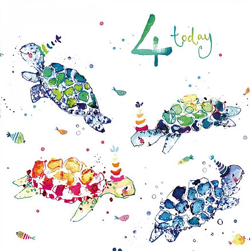 4 Today Turtle Birthday Card - The Tulip Tree Chiddingstone