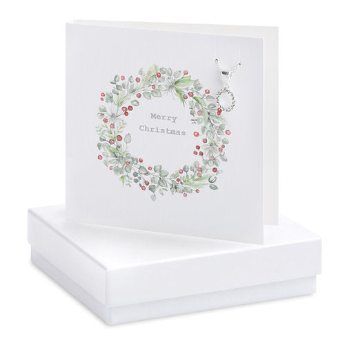 Boxed Christmas Wreath Necklace Card