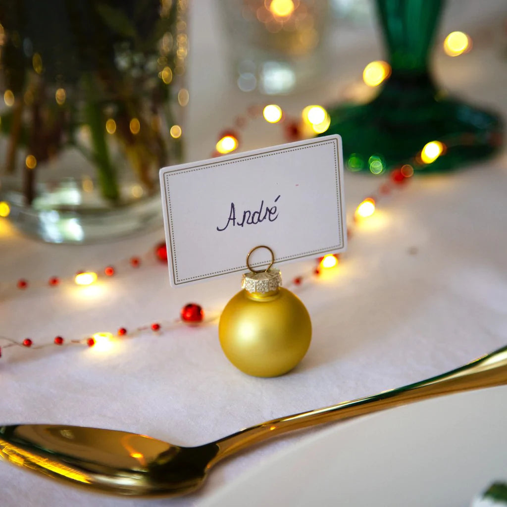 Gold Bauble Place Card Holders - 8 Pack, 24 Place Cards