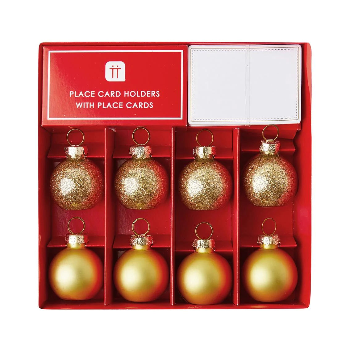 Gold Bauble Place Card Holders - 8 Pack, 24 Place Cards