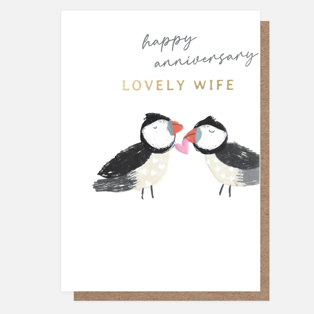 Lovely Wife Puffins Anniversary Card