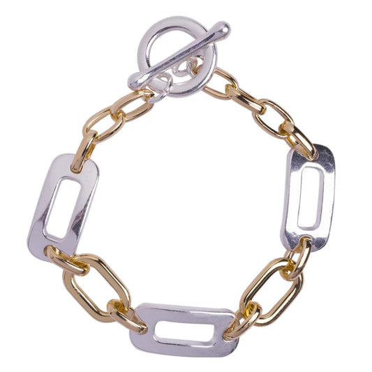 Geo Geometric Chains T Bar Clasp Bracelet