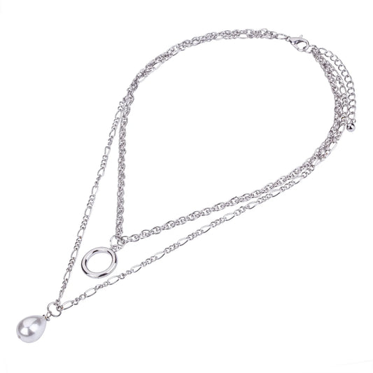 Alesha Faux Pearls Short Necklace Silver