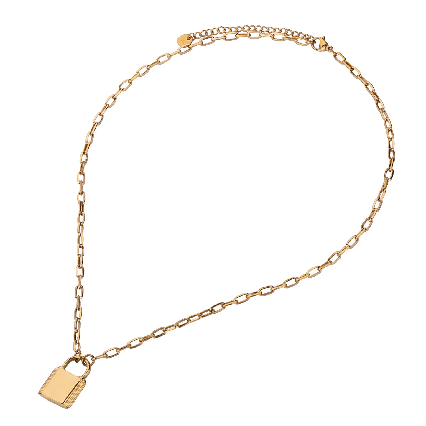 Alesha Short Padlock Chain Necklace Gold