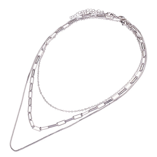 Keira Short Chain Layered Necklace Silver