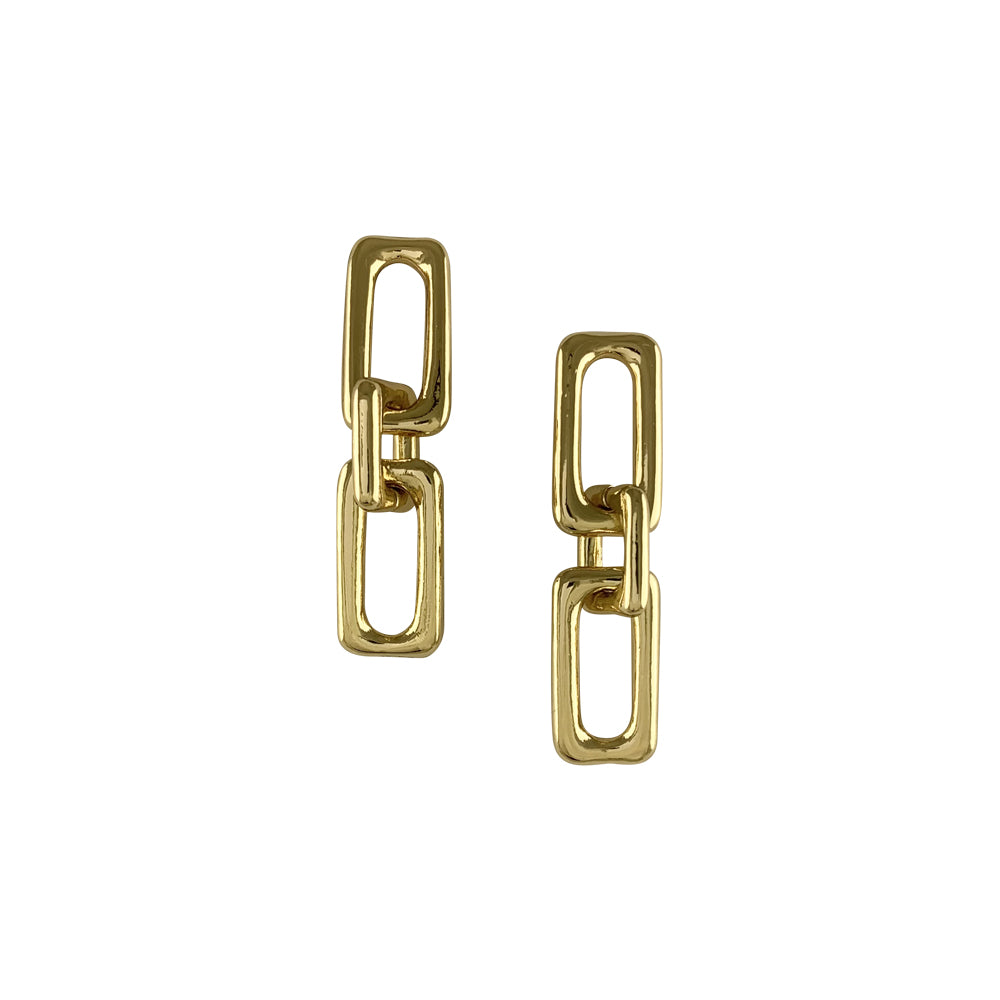 Gold Plated Rectangle Link Earrings