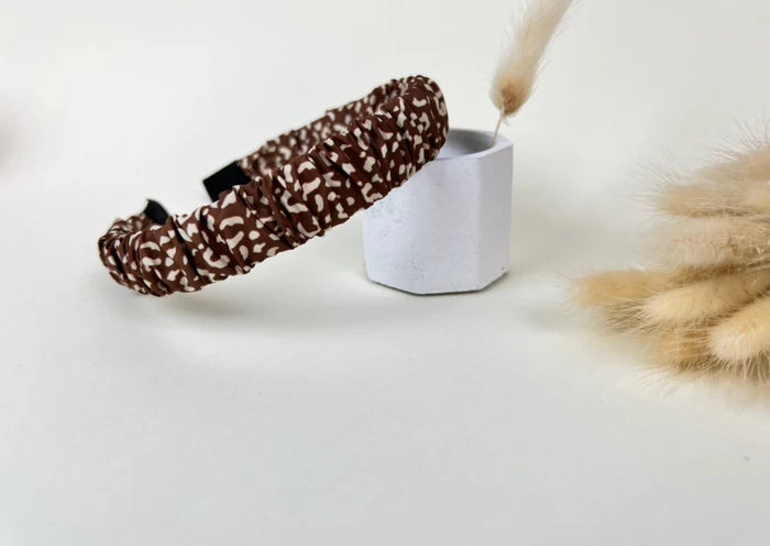 Ruffle Chocolate & Cream Leopard Headband