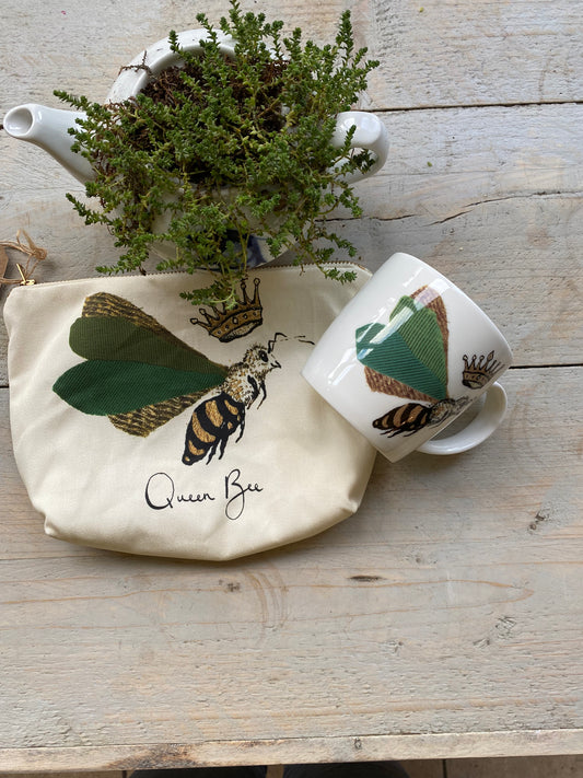 Queen Bee Makeup Bag and Mug Set