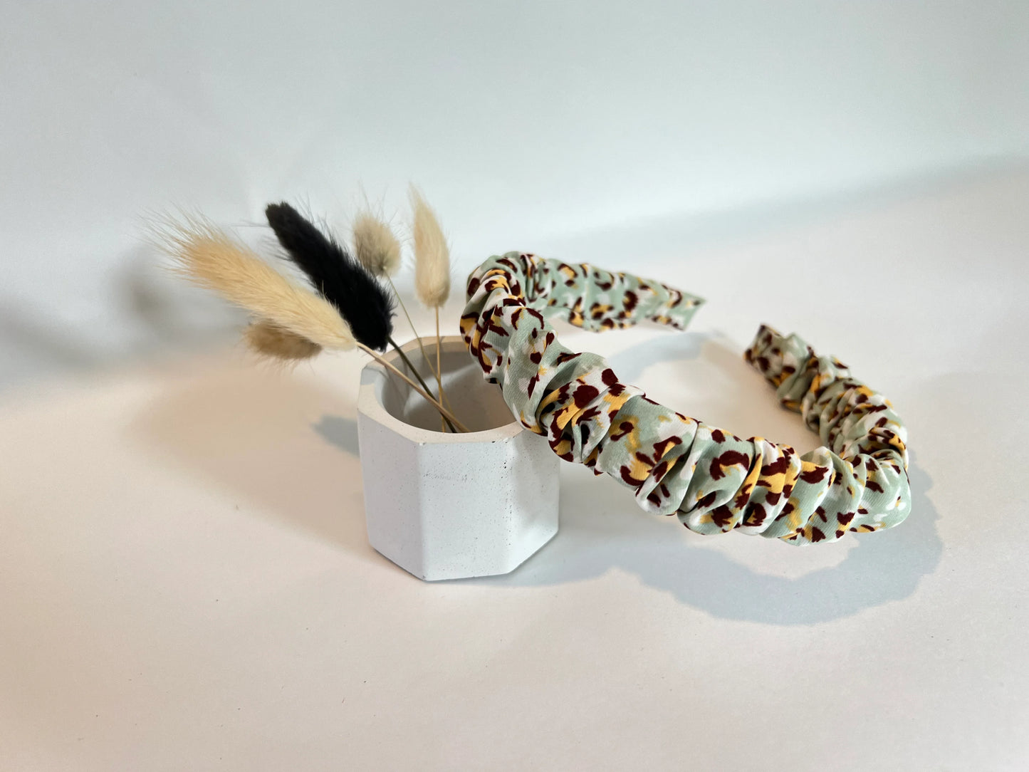 Mint Leopard Ruffle Thin Headband