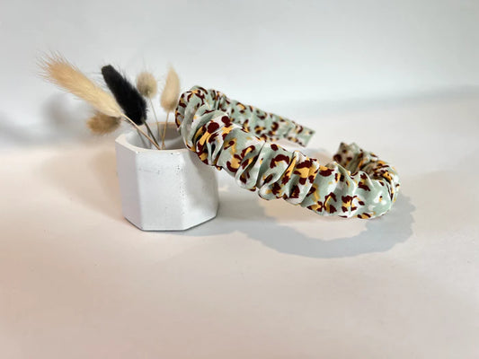 Mint Leopard Ruffle Thin Headband