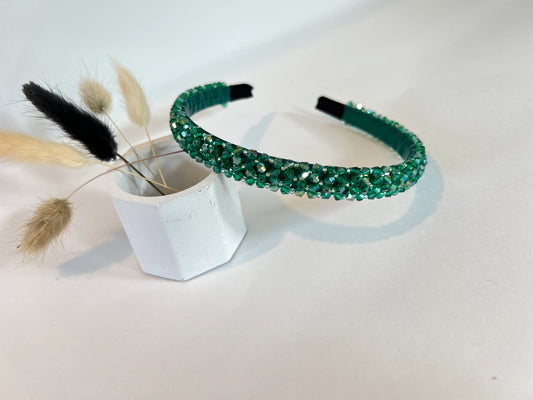 Luxury Thin Embellished Green Headband