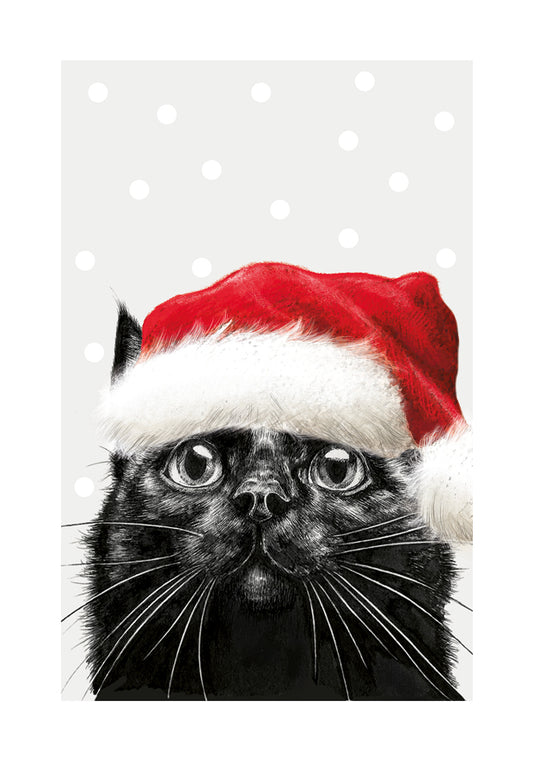 Christmas Black Cat Card