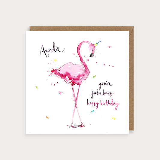Auntie Flamingo Birthday Card