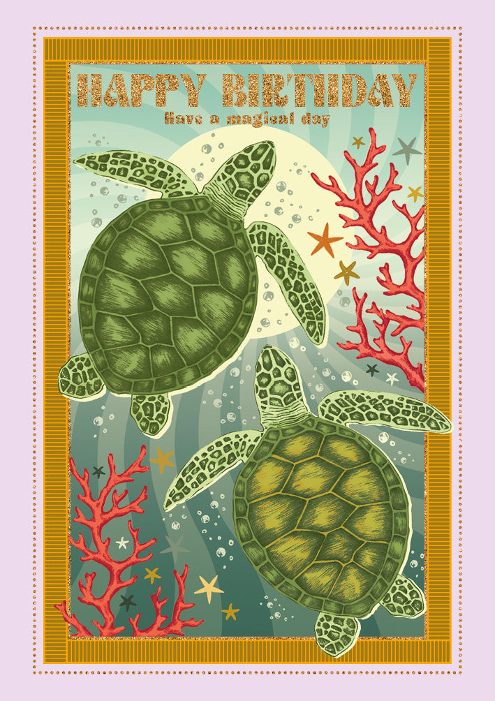 Happy Birthday With Love Turtles Card