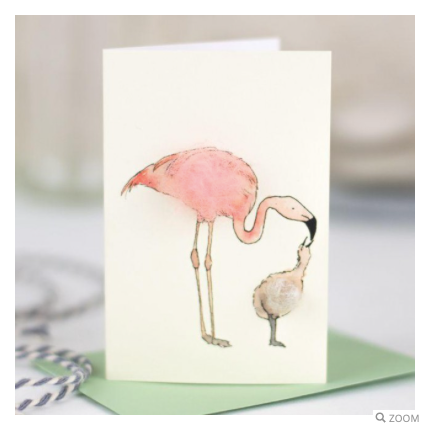 Mini Flamingo And Chick Card