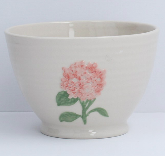 Pink Hydrangea Stoneware Bowl