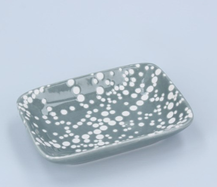Dark Grey Porcelain Spotty Mini Trinket Dish