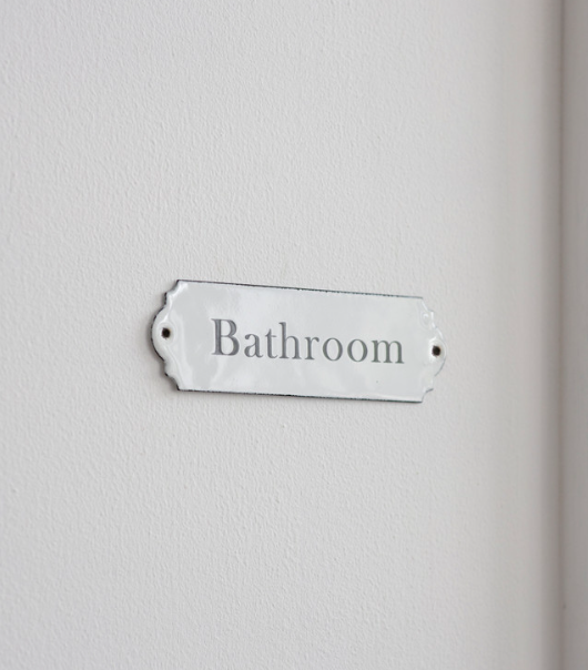 Enamel Bathroom Sign in White