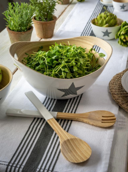 Bamboo Star Salad Bowl & Servers