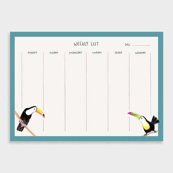 Toucans A4 Weekly Planner Pad - The Tulip Tree Chiddingstone
