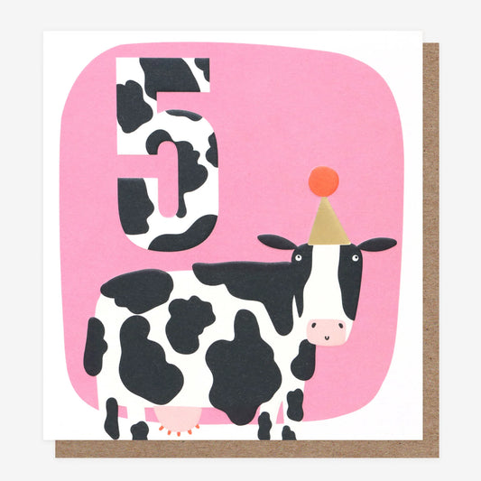 5th Birthday Card Cow