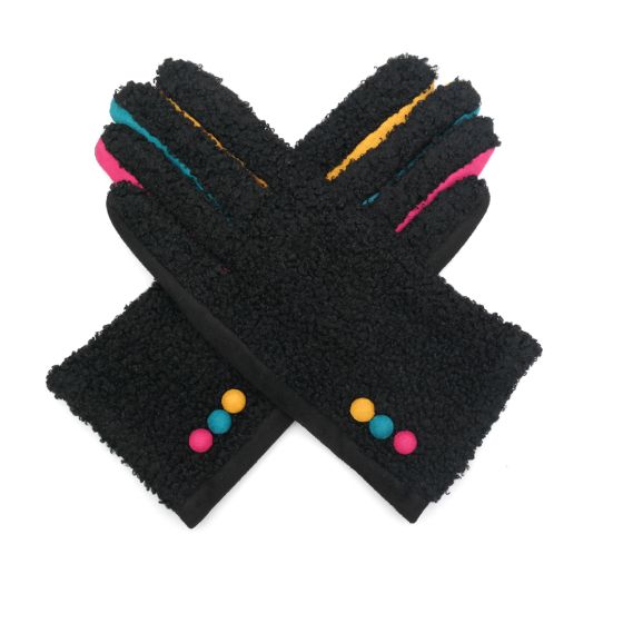 Black Borg Gloves with Multicolour side Buttons