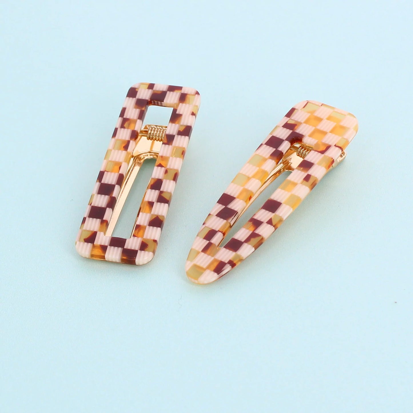 Checked Set of 2 Hair Clips