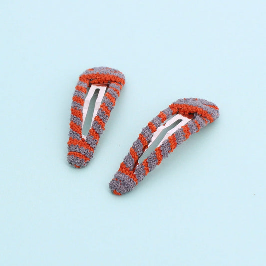 Fabric Set of 2 Hair Clips Rust